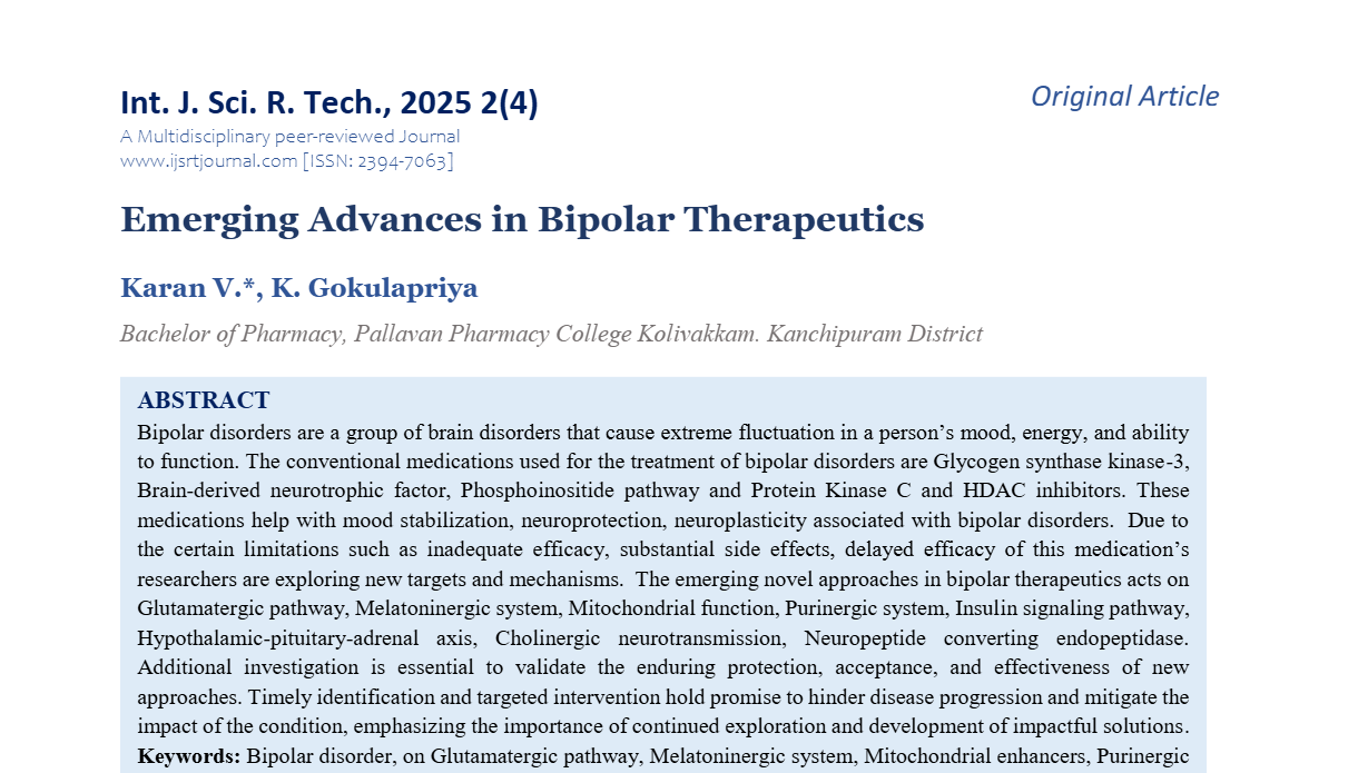 Emerging Advances in Bipolar Therapeutics