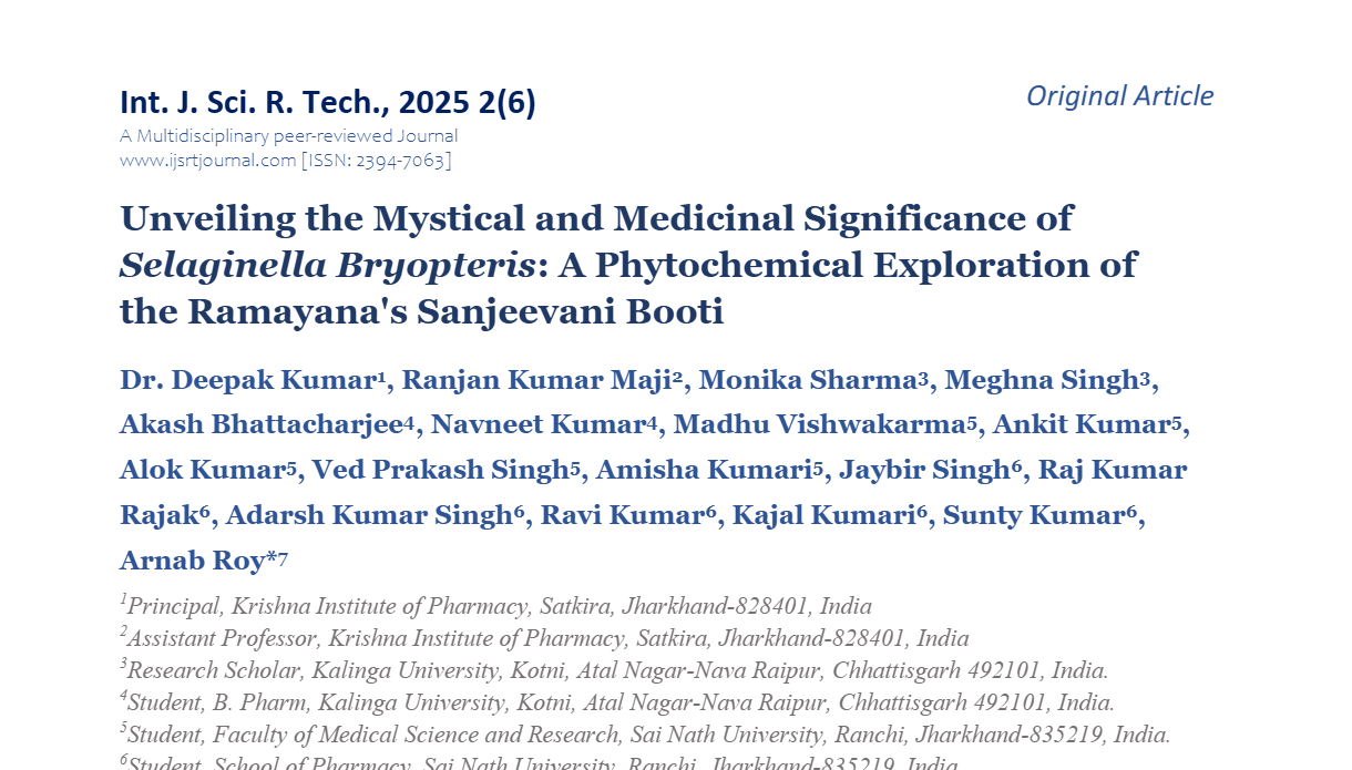 Unveiling the Mystical and Medicinal Significance of Selaginella Bryopteris: A Phytochemical Exploration of the Ramayana's Sanjeevani Booti