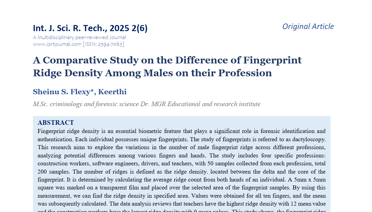 A Comparative Study on the Difference of Fingerprint Ridge Density Among Males on their Profession
