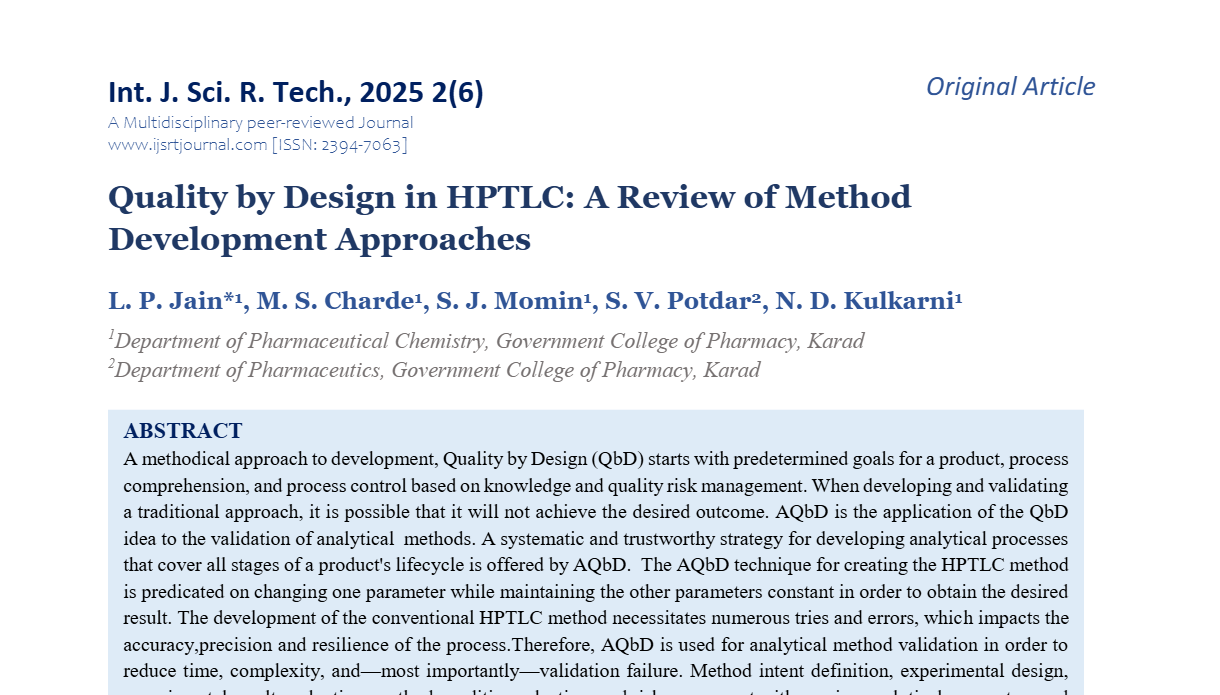 Quality by Design in HPTLC: A Review of Method Development Approaches