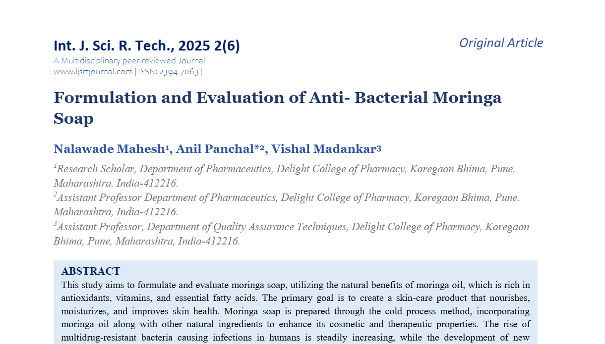 Formulation and Evaluation of Anti- Bacterial Moringa Soap