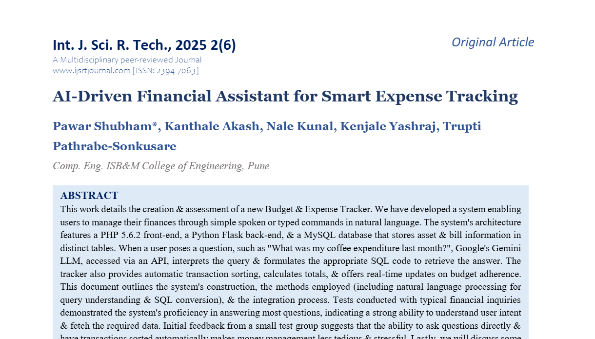 AI-Driven Financial Assistant for Smart Expense Tracking