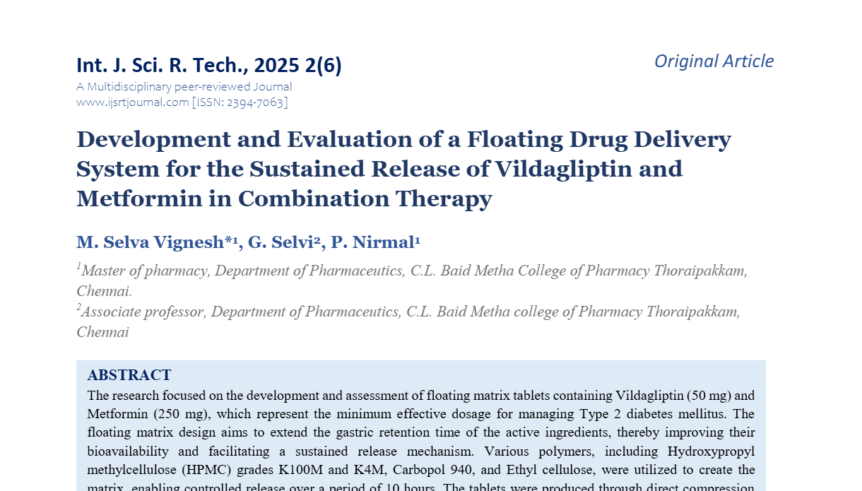 Development and Evaluation of a Floating Drug Delivery System for the Sustained Release of Vildagliptin and Metformin in Combination Therapy