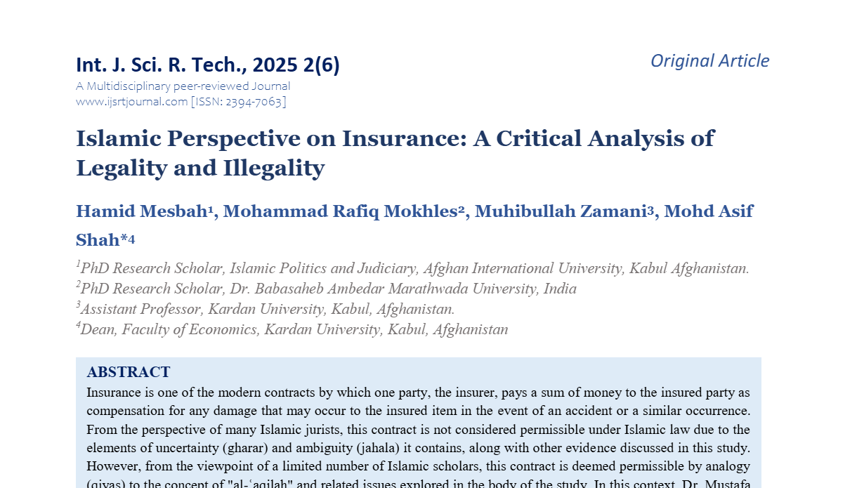 Islamic Perspective on Insurance: A Critical Analysis of Legality and Illegality