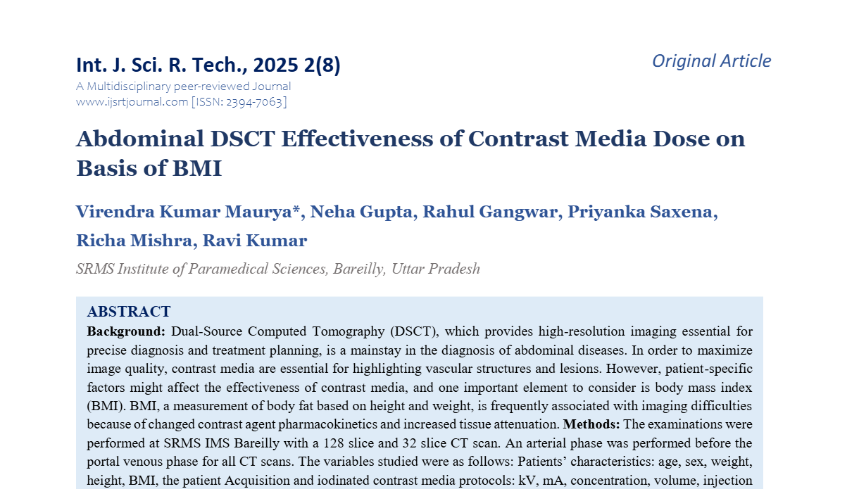 Abdominal DSCT Effectiveness of Contrast Media Dose on Basis of BMI