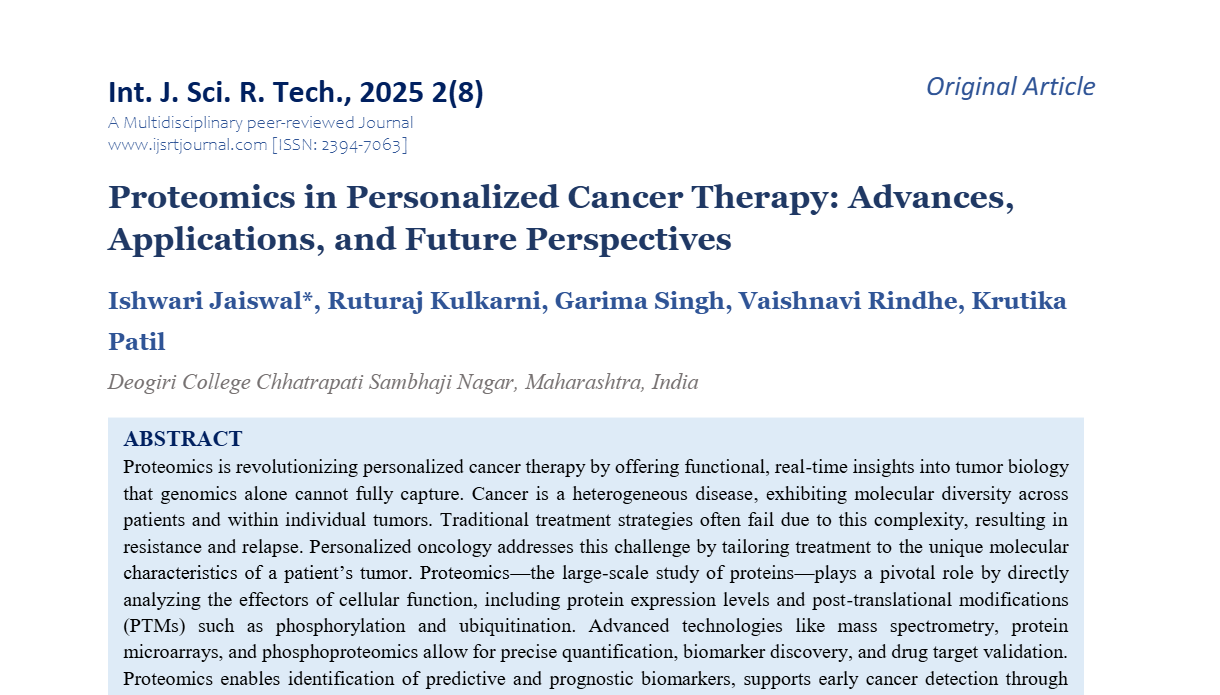 Proteomics in Personalized Cancer Therapy: Advances, Applications, and Future Perspectives