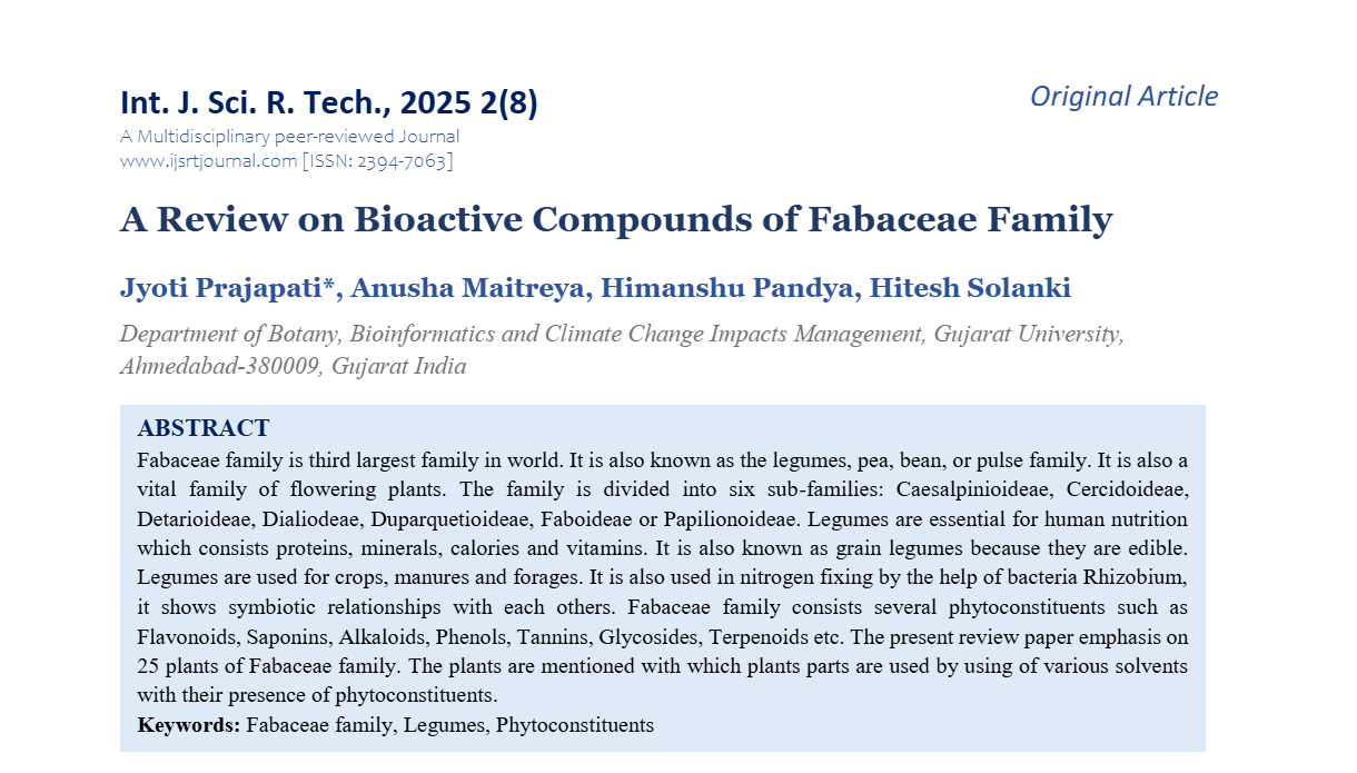 A Review on Bioactive Compounds of Fabaceae Family