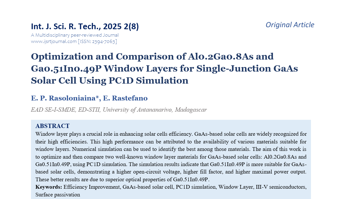 Optimization and Comparison of Al0.2Ga0.8As and Ga0.51In0.49P Window Layers for Single-Junction GaAs Solar Cell Using PC1D Simulation