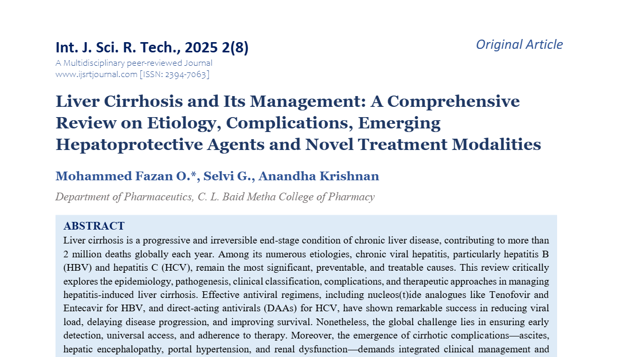 Liver Cirrhosis and Its Management: A Comprehensive Review on Etiology, Complications, Emerging Hepatoprotective Agents and Novel Treatment Modalities