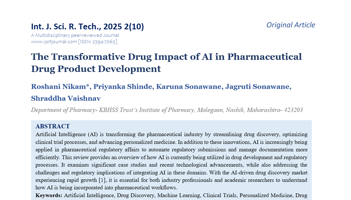 The Transformative Drug Impact of AI in Pharmaceutical Drug Product Development