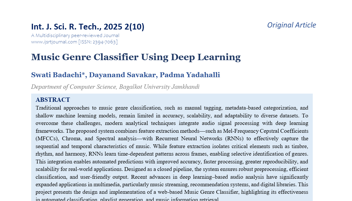 Music Genre Classifier Using Deep Learning