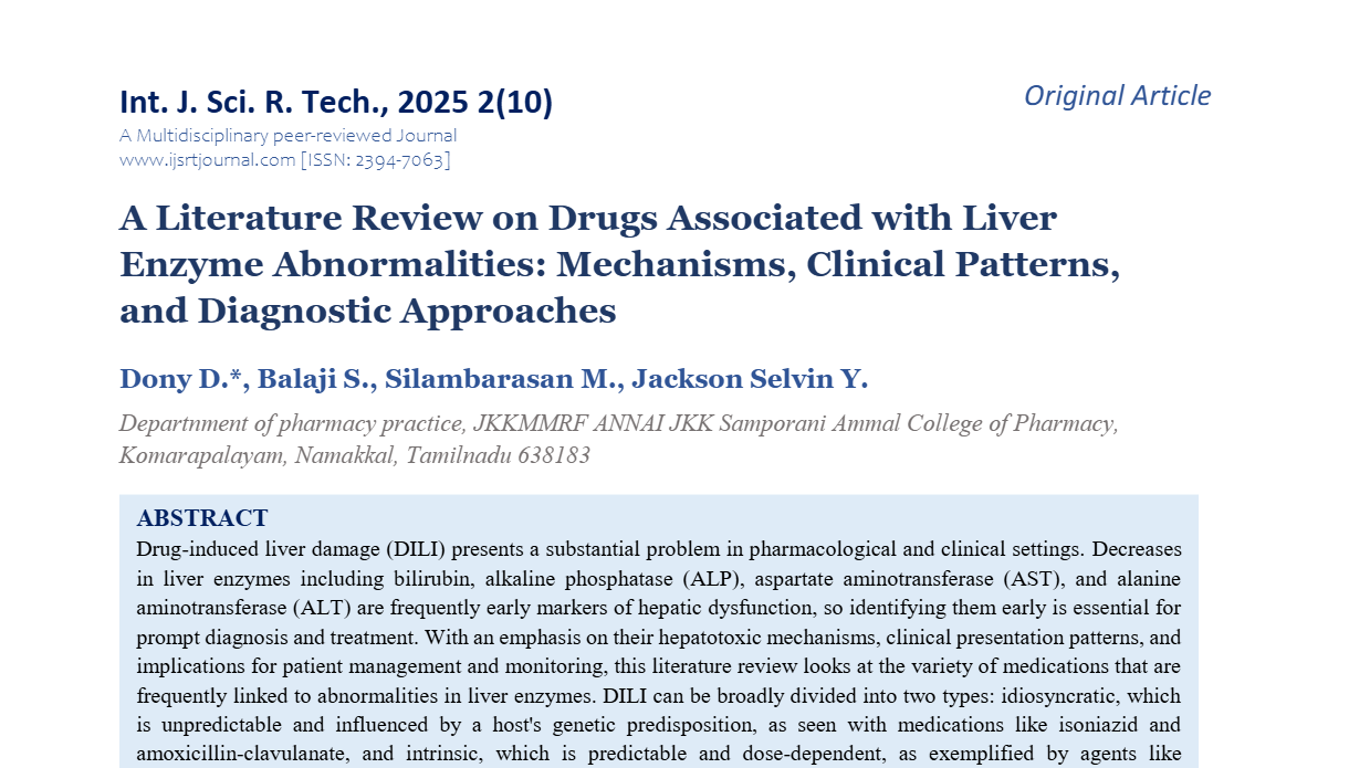 A Literature Review on Drugs Associated with Liver Enzyme Abnormalities: Mechanisms, Clinical Patterns, and Diagnostic Approaches