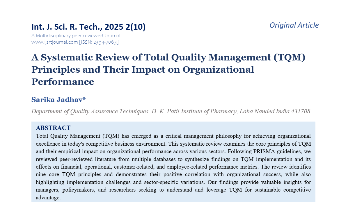 A Systematic Review of Total Quality Management (TQM) Principles and Their Impact on Organizational Performance
