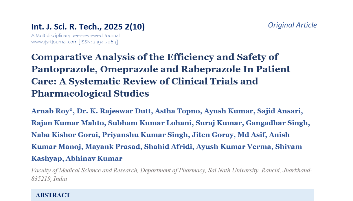 Comparative Analysis of the Efficiency and Safety of Pantoprazole, Omeprazole and Rabeprazole In Patient Care: A Systematic Review of Clinical Trials and Pharmacological Studies