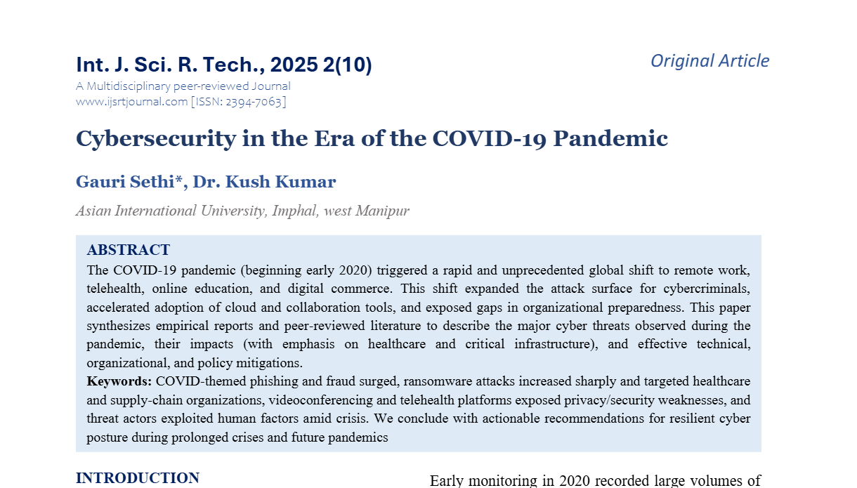 Cybersecurity in the Era of the COVID-19 Pandemic