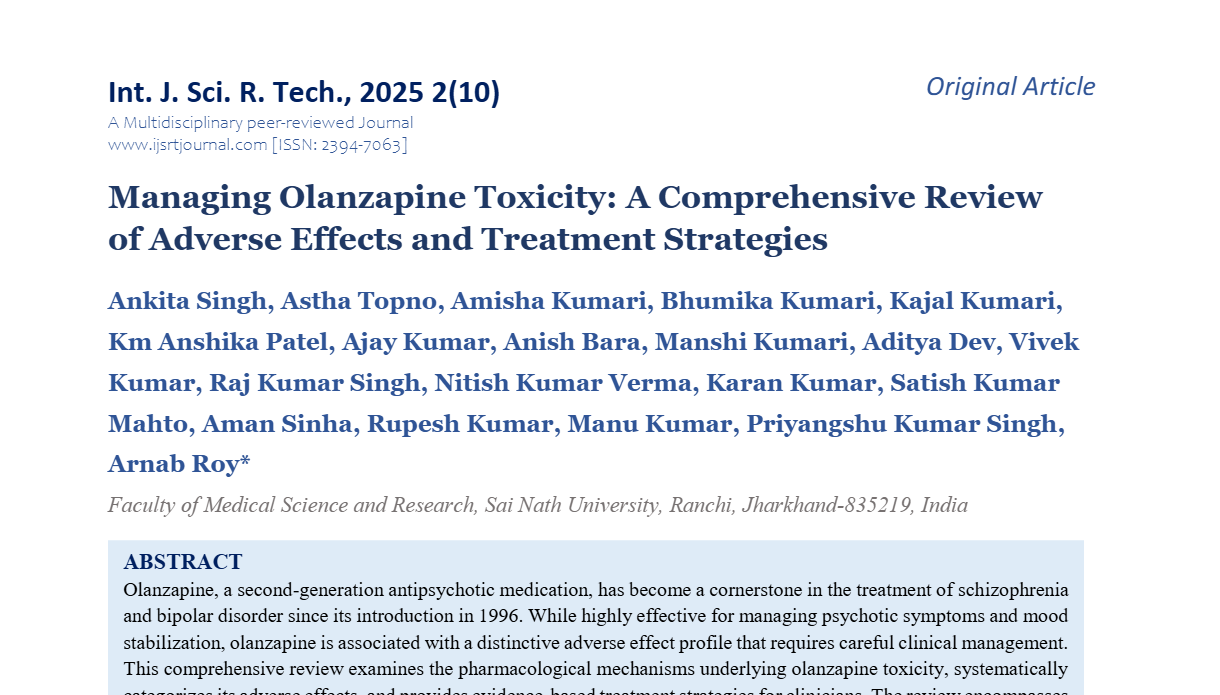 Managing Olanzapine Toxicity: A Comprehensive Review of Adverse Effects and Treatment Strategies