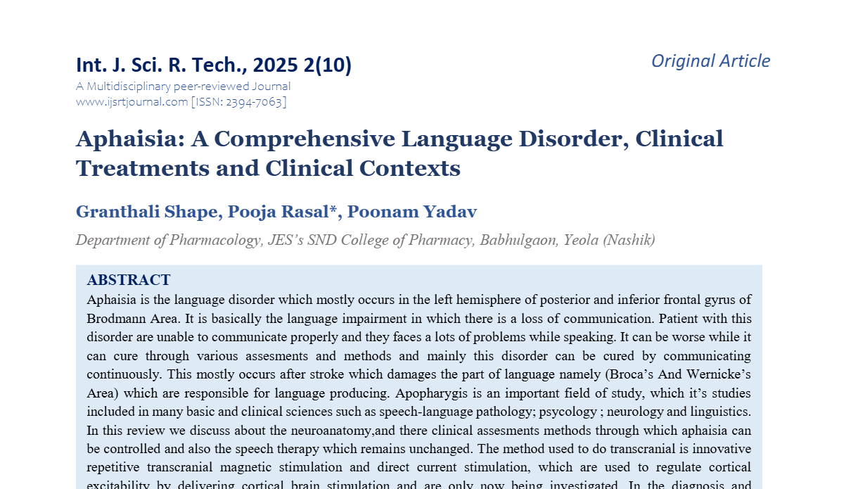 Aphaisia: A Comprehensive Language Disorder, Clinical Treatments and Clinical Contexts