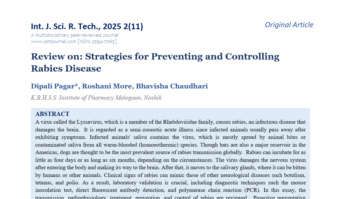 Review on: Strategies for Preventing and Controlling Rabies Disease ...