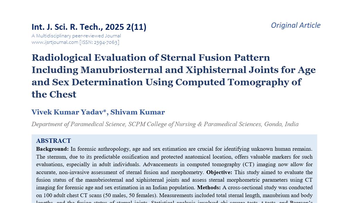 Radiological Evaluation of Sternal Fusion Pattern Including ...