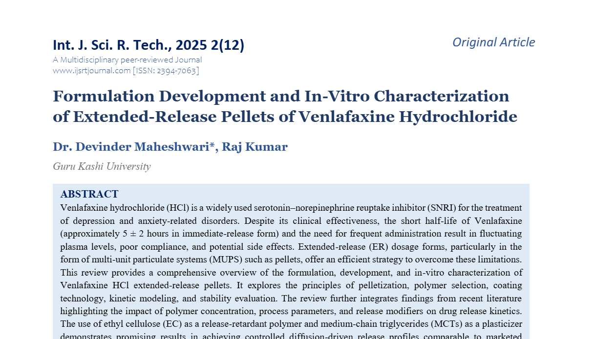 Formulation Development and In-Vitro Characterization of Extended ...