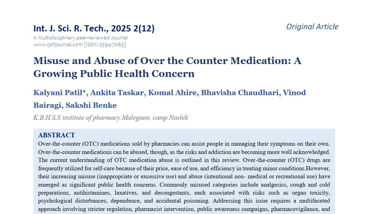 Misuse and Abuse of Over the Counter Medication: A Growing Public ...