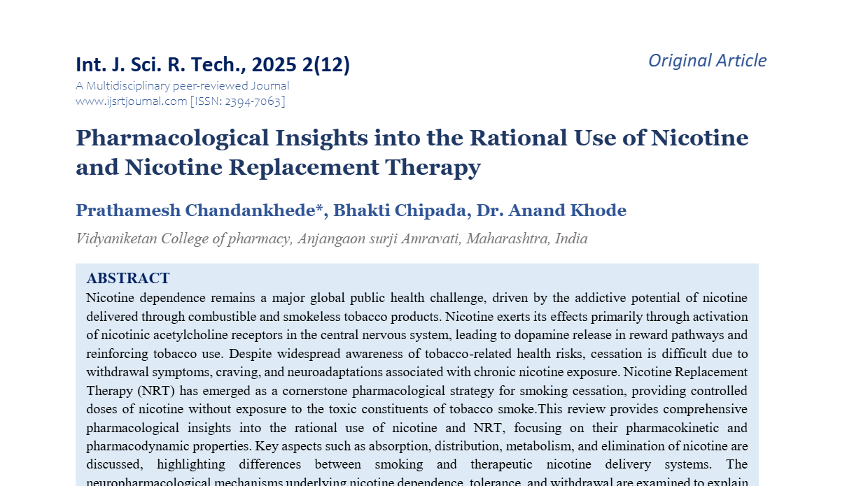Pharmacological Insights into the Rational Use of Nicotine and Nicotine Replacement Therapy