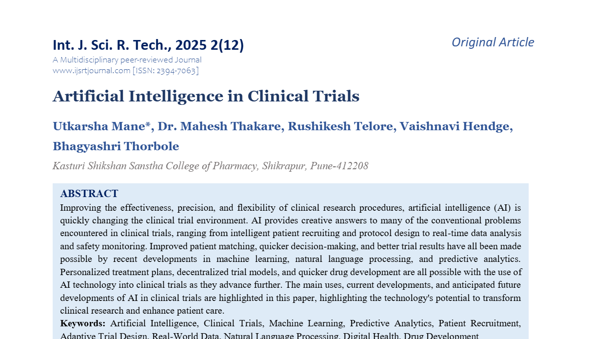 Artificial Intelligence in Clinical Trials
