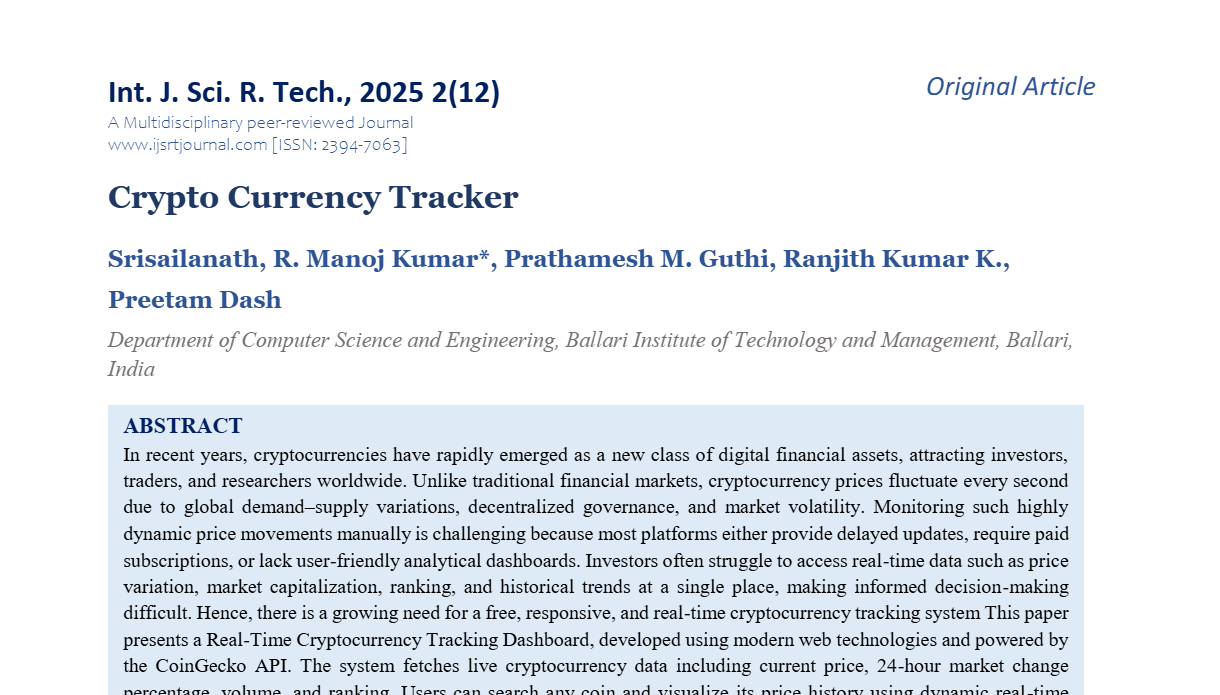 Crypto Currency Tracker