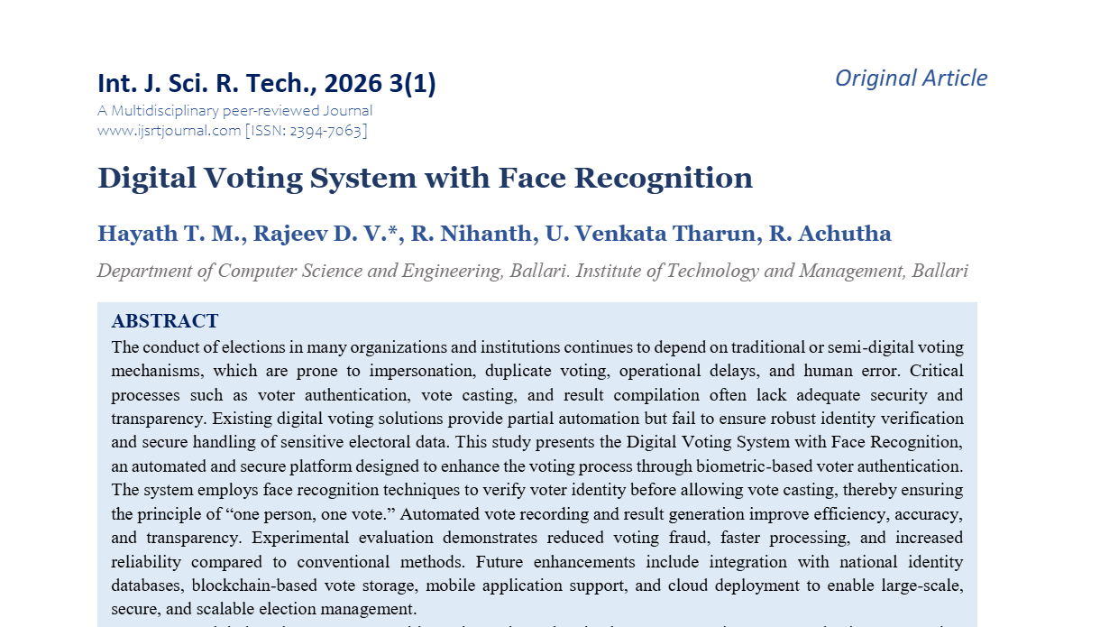 Digital Voting System with Face Recognition