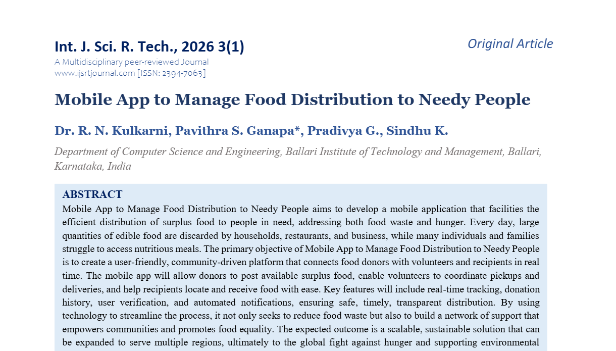 Mobile App to Manage Food Distribution to Needy People
