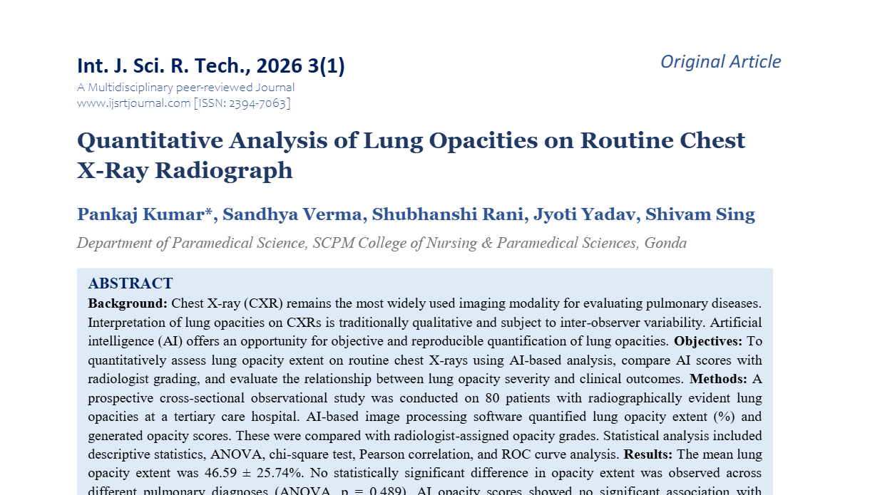 Quantitative Analysis of Lung Opacities on Routine Chest X-Ray Radiograph