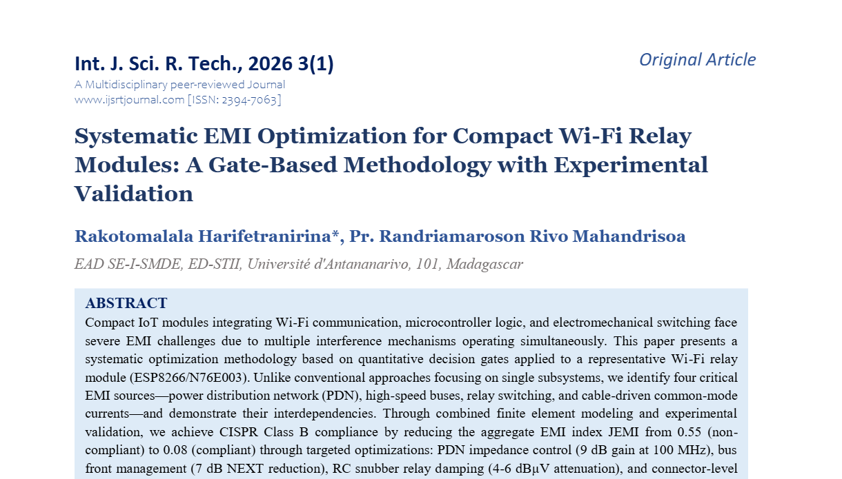 Systematic EMI Optimization for Compact Wi-Fi Relay Modules: A Gate-Based Methodology with Experimental Validation