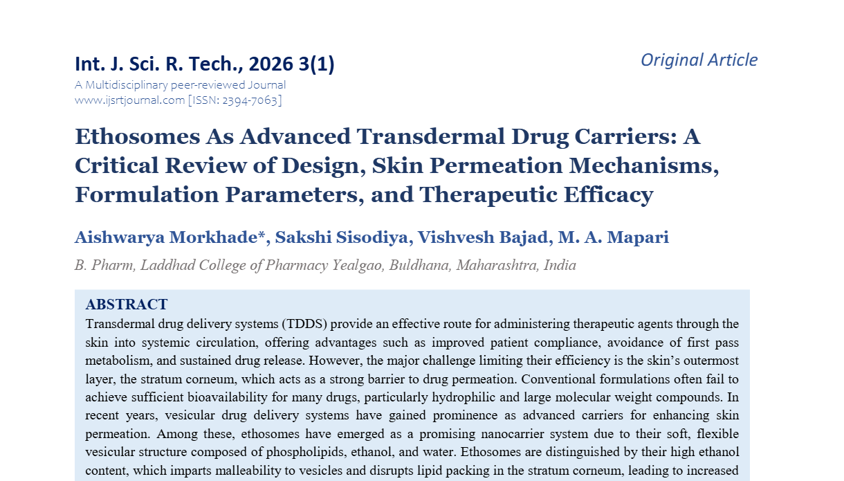 Ethosomes As Advanced Transdermal Drug Carriers: A Critical Review of Design, Skin Permeation Mechanisms, Formulation Parameters, and Therapeutic Efficacy