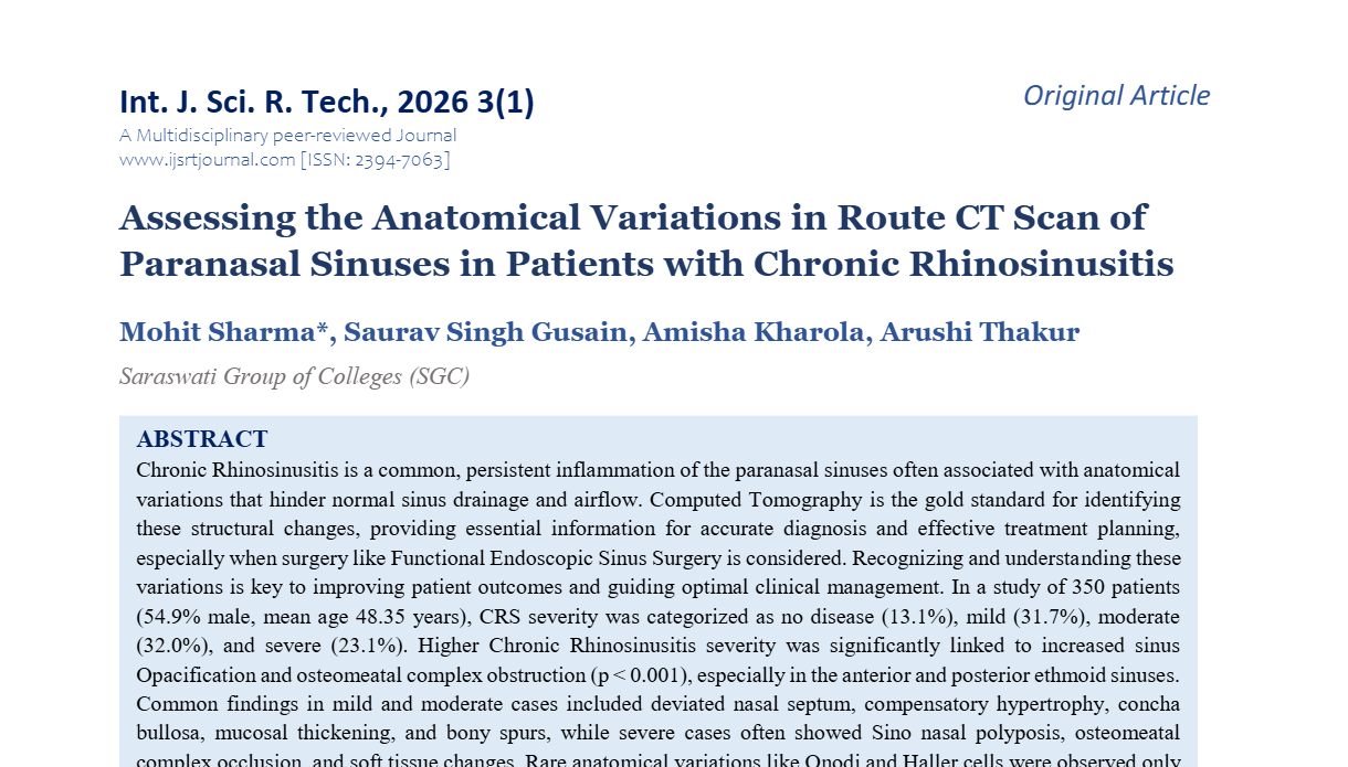 Assessing the Anatomical Variations in Route CT Scan of Paranasal Sinuses in Patients with Chronic Rhinosinusitis