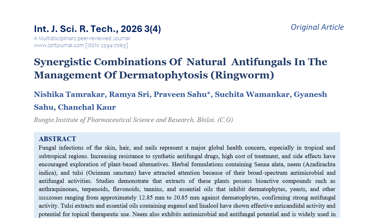 Synergistic Combinations Of  Natural  Antifungals In The Management Of Dermatophytosis (Ringworm)