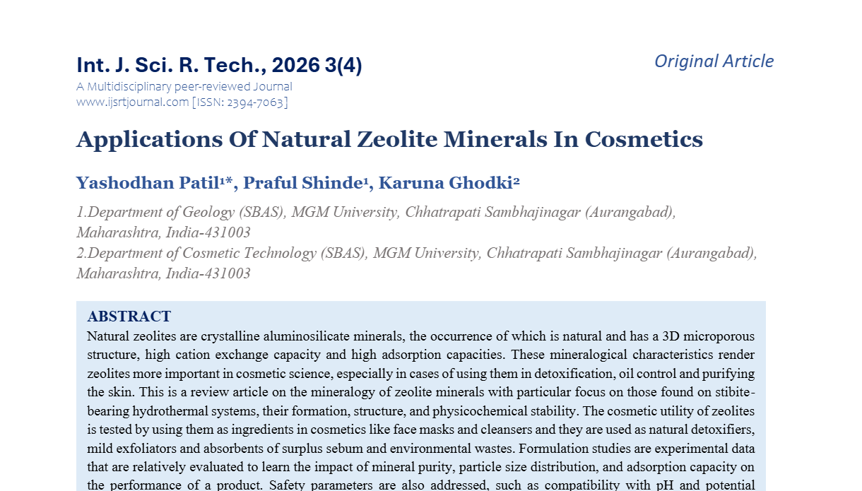 Applications Of Natural Zeolite Minerals In Cosmetics