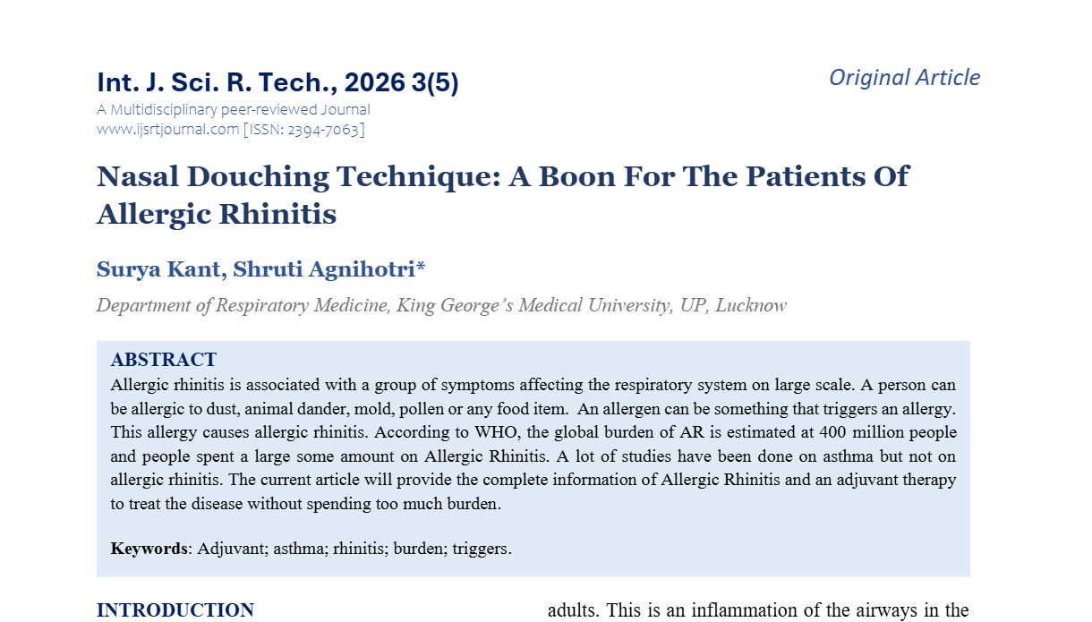 Nasal Douching Technique: A Boon For The Patients Of Allergic Rhinitis