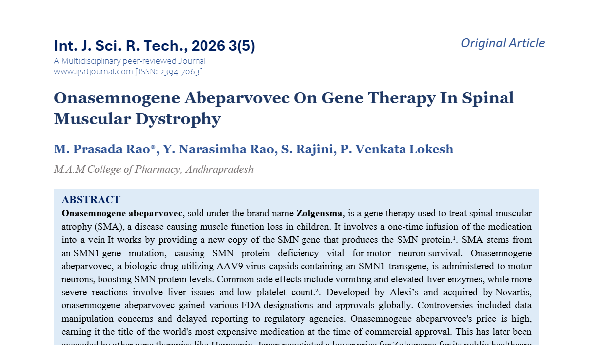 Onasemnogene Abeparvovec On Gene Therapy In Spinal Muscular Dystrophy
