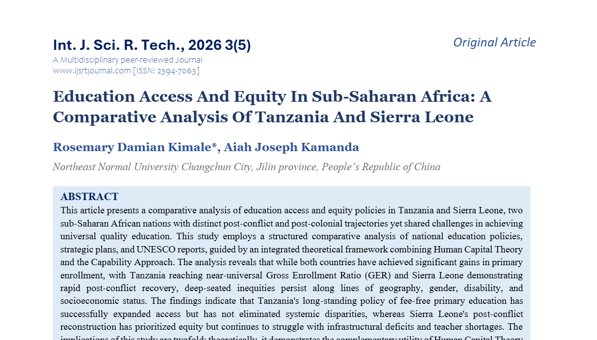 Education Access And Equity In Sub-Saharan Africa: A Comparative Analysis Of Tanzania And Sierra Leone