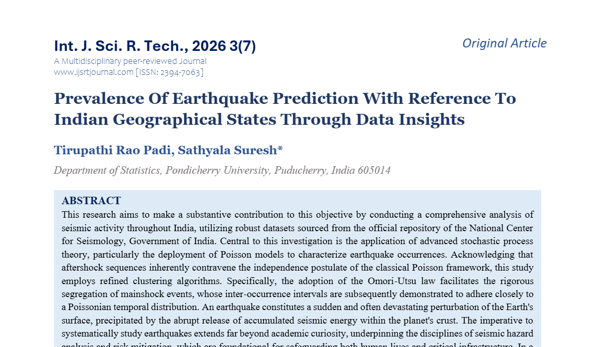 Prevalence Of Earthquake Prediction With Reference To Indian Geographical States Through Data Insights