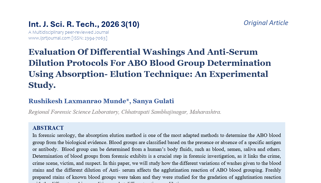 Evaluation Of Differential Washings And Anti-Serum Dilution Protocols For ABO Blood Group Determination Using Absorption- Elution Technique: An Experimental Study.