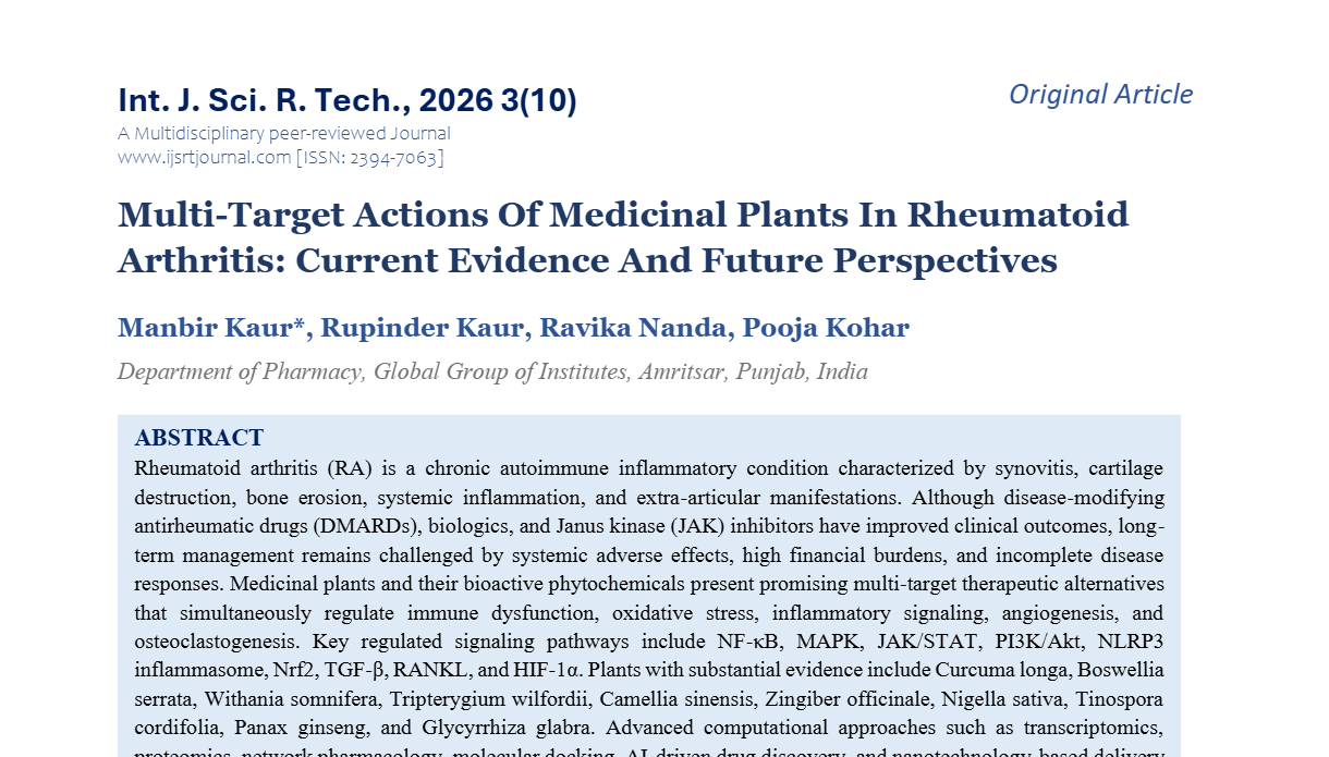 Multi-Target Actions Of Medicinal Plants In Rheumatoid Arthritis: Current Evidence And Future Perspectives
