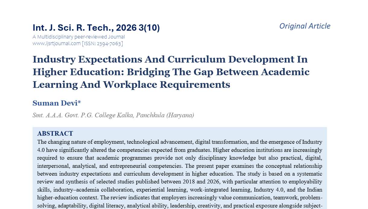 Industry Expectations And Curriculum Development In Higher Education: Bridging The Gap Between Academic Learning And Workplace Requirements