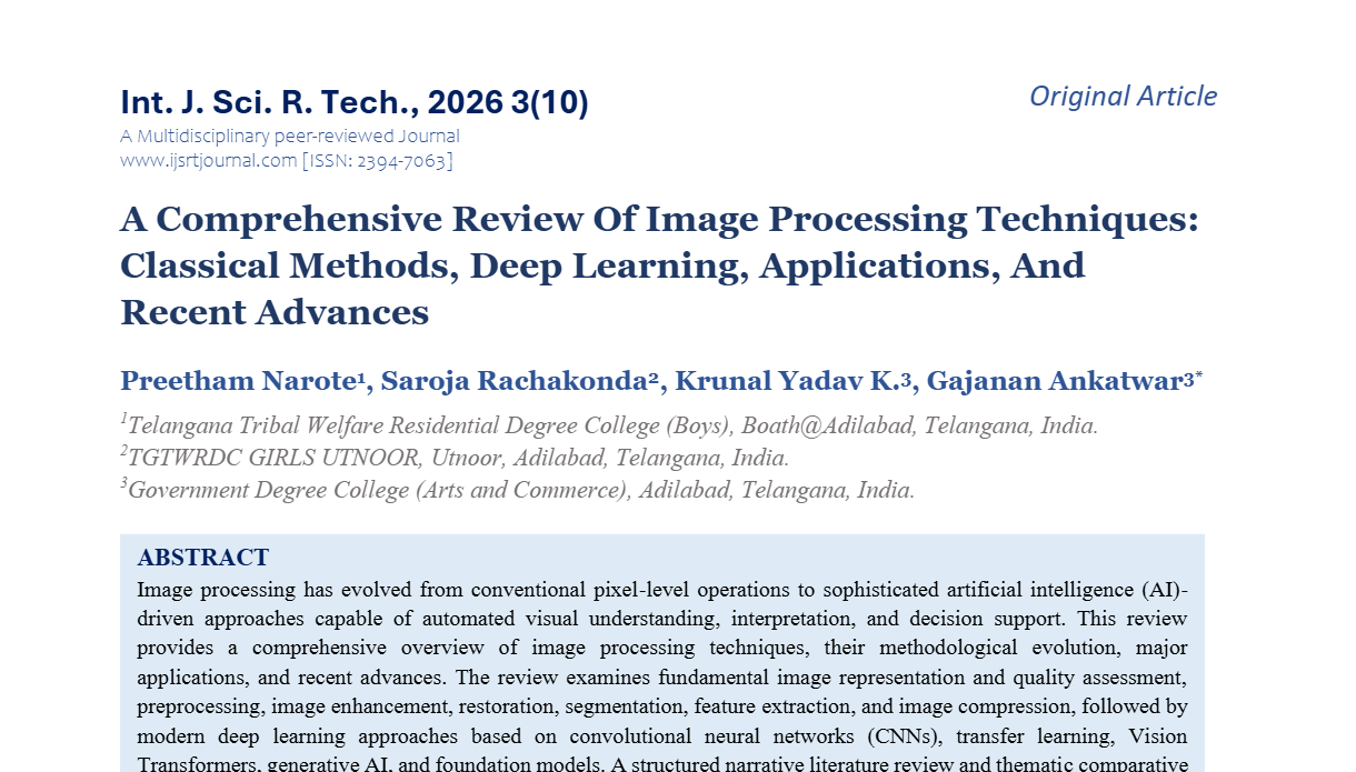 A Comprehensive Review Of Image Processing Techniques: Classical Methods, Deep Learning, Applications, And Recent Advances