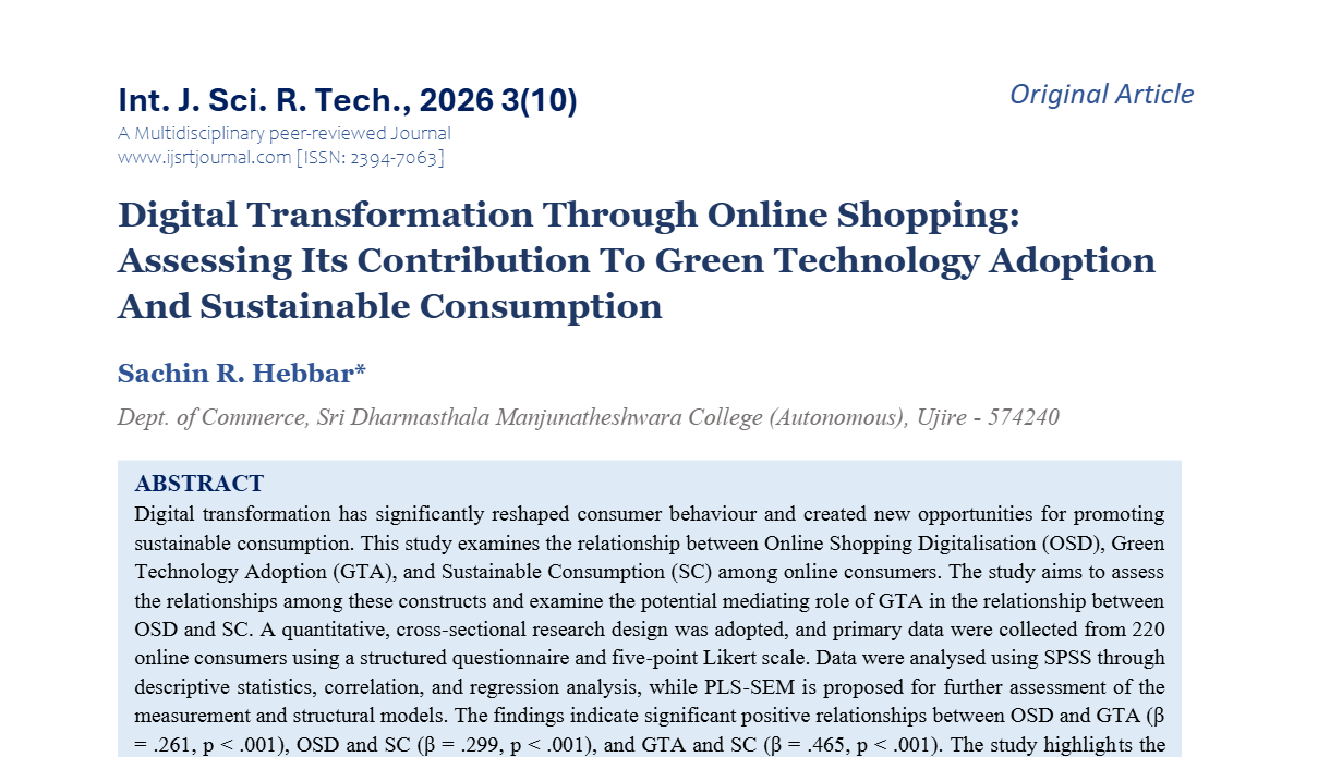Digital Transformation Through Online Shopping: Assessing Its Contribution To Green Technology Adoption And Sustainable Consumption