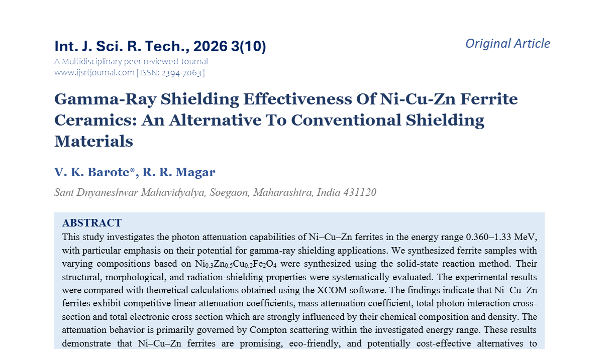 Gamma-Ray Shielding Effectiveness Of Ni-Cu-Zn Ferrite Ceramics: An Alternative To Conventional Shielding Materials
