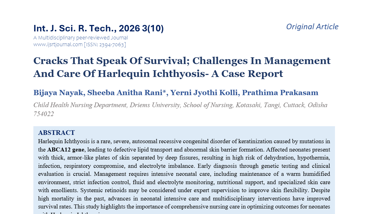 Cracks That Speak Of Survival; Challenges In Management And Care Of Harlequin Ichthyosis- A Case Report