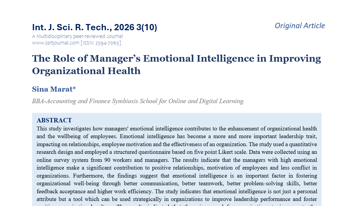 The Role of Manager’s Emotional Intelligence in Improving Organizational Health