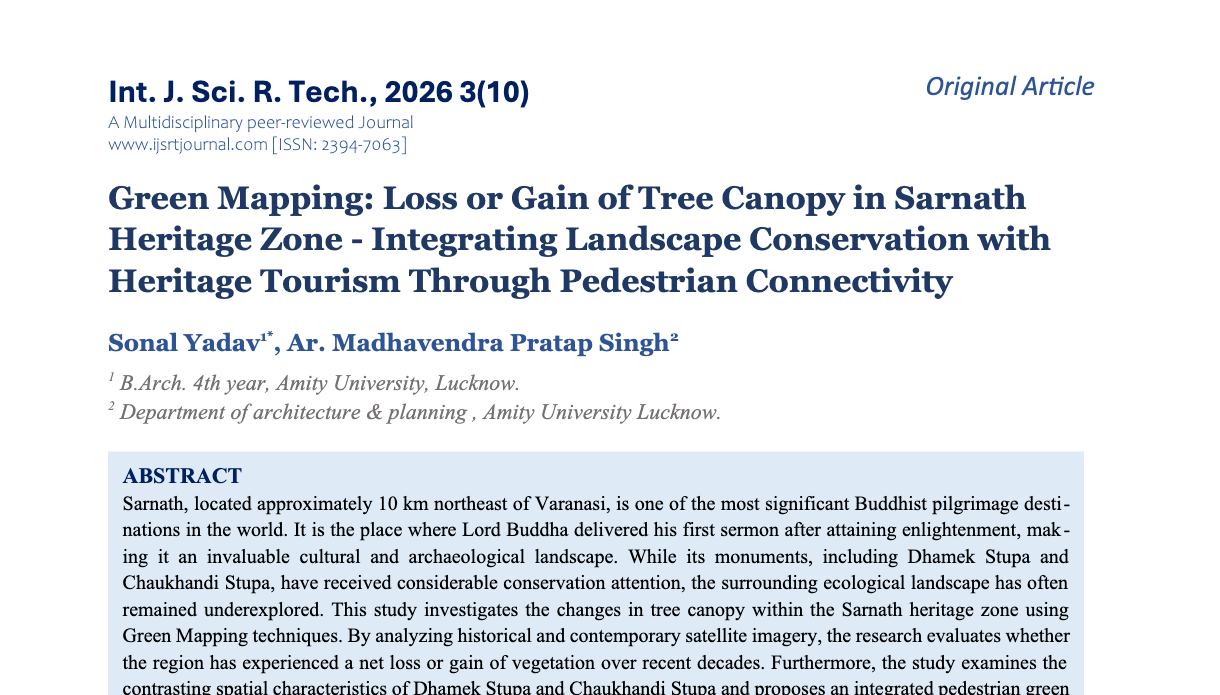 Green Mapping: Loss or Gain of Tree Canopy in Sarnath Heritage Zone - Integrating Landscape Conservation with Heritage Tourism Through Pedestrian Connectivity
